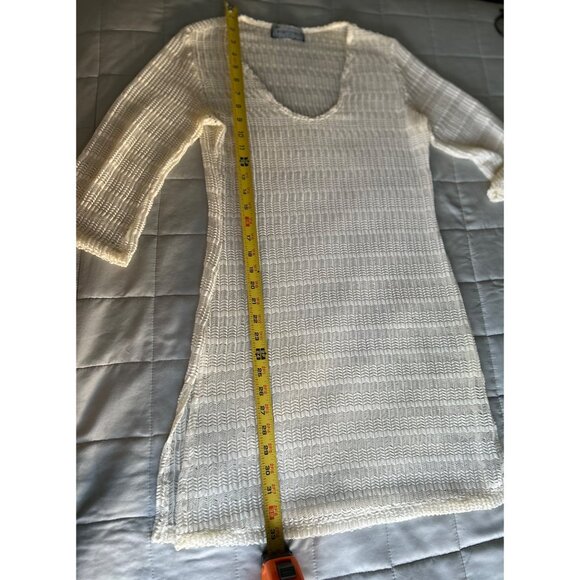 Porto Cruz Crochet Cover Up Tunic Top Open Knit Beach Swim Pool Bohemian Cream S - Picture 4 of 8